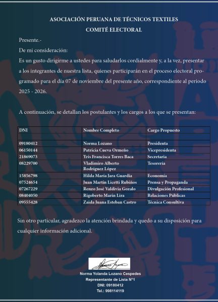 Convocatoria a Asamblea General Extraordinaria – Lista participante
